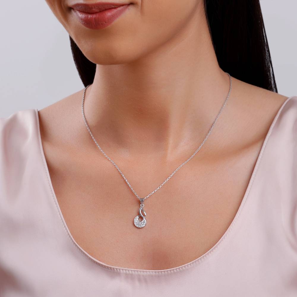 925 Silver Swirlshine Pendant With Link Chain : PD02586