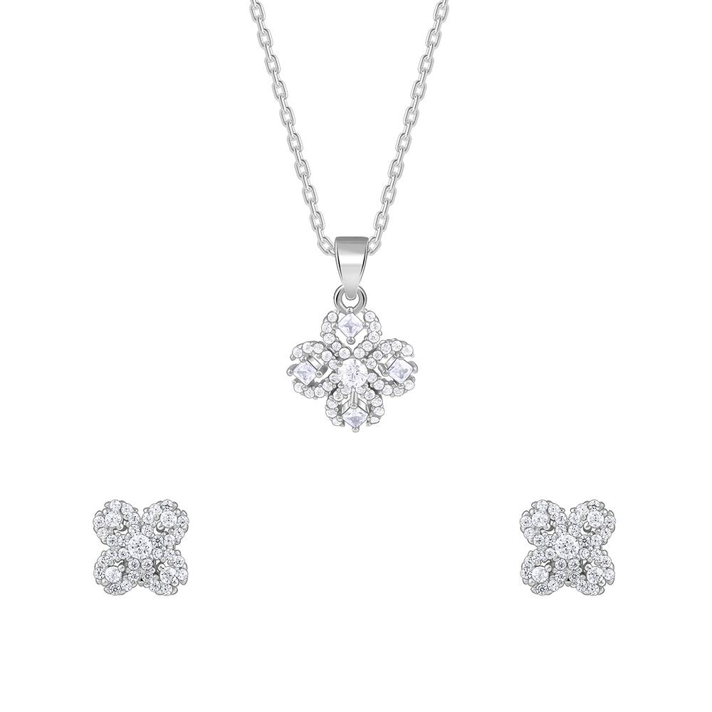 925 Silver Trendy Clover Set : PD02587ER02860