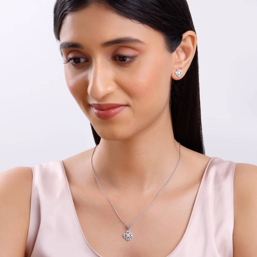 925 Silver Trendy Clover Set : PD02587ER02860