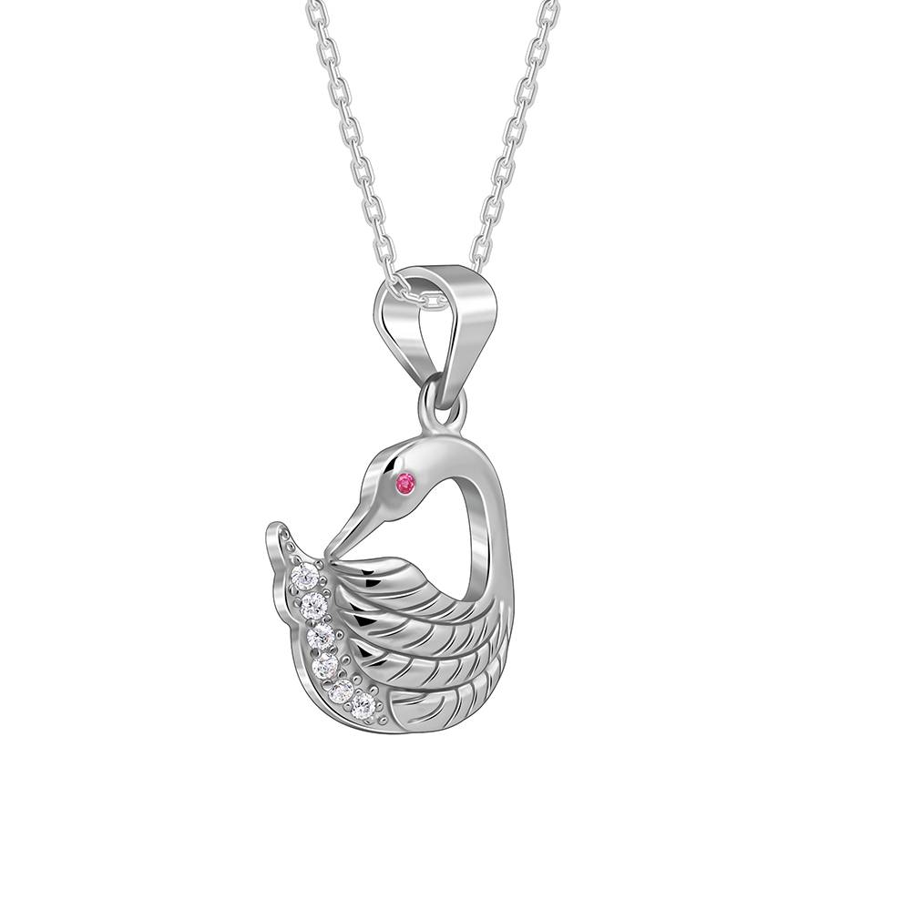 925 Silver Classy Swan Pendant With Link Chain : PD02588