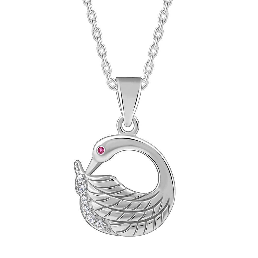 925 Silver Classy Swan Pendant With Link Chain : PD02588