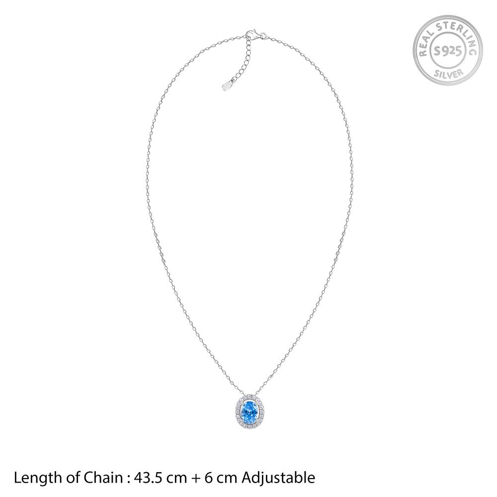 925 Silver Blue Dreams Pendant With Link Chain : PD02590
