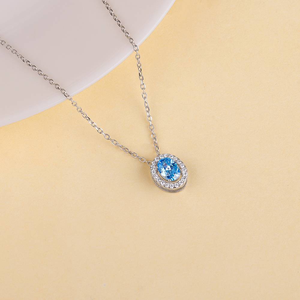 925 Silver Blue Dreams Pendant With Link Chain : PD02590