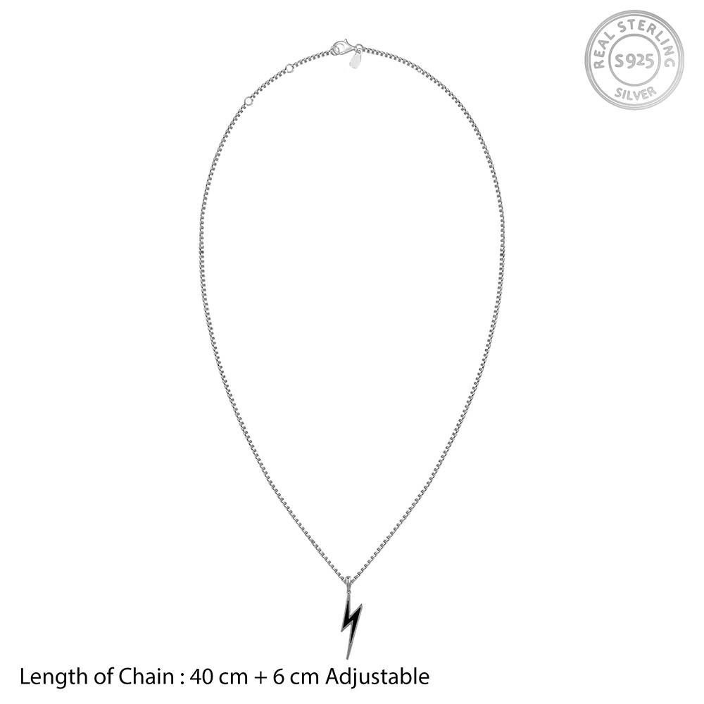 925 Silver Black Rhodium Thunder Pendant With Box Chain For Him : PD02617