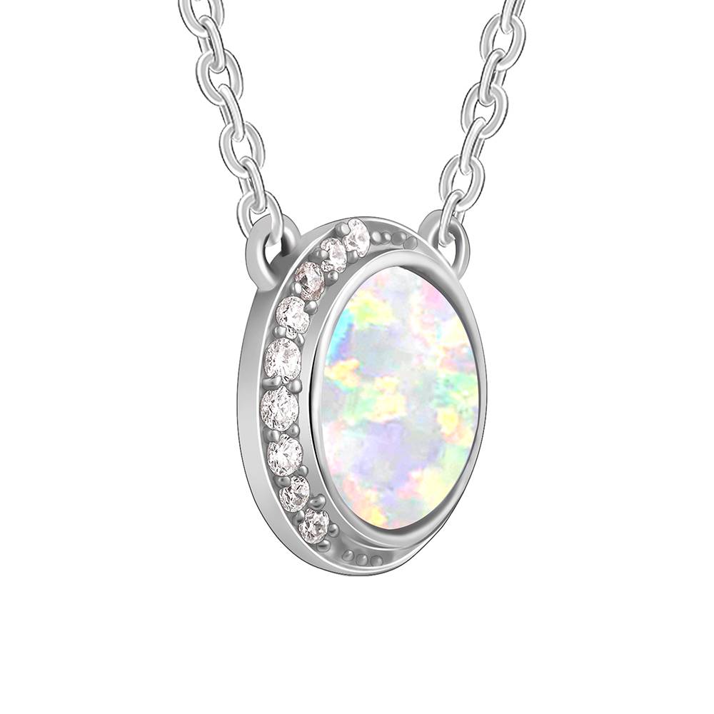 925 Silver Opal Moon Necklace : PD02629