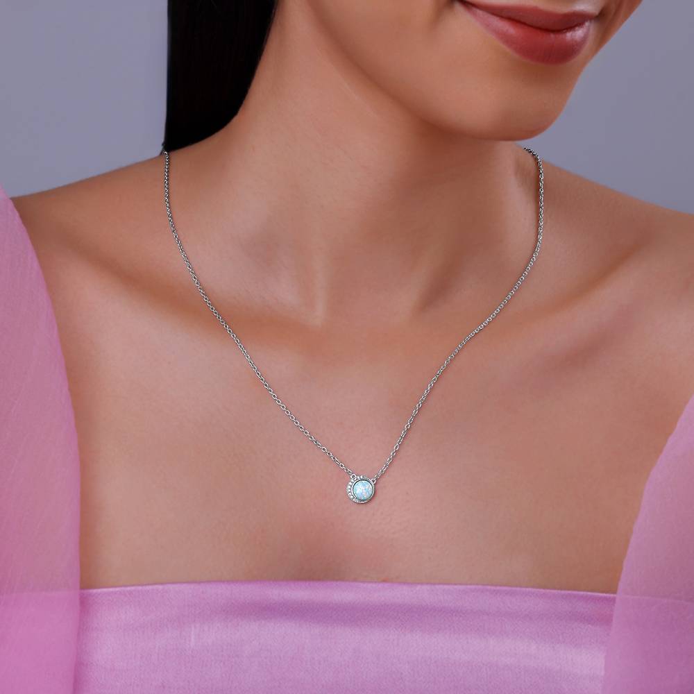 925 Silver Opal Moon Necklace : PD02629