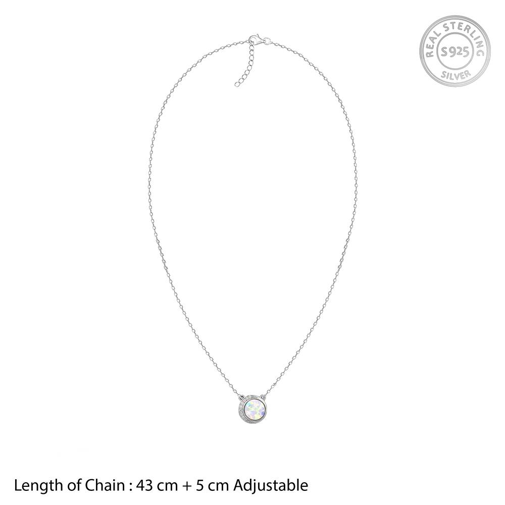 925 Silver Opal Moon Necklace : PD02629