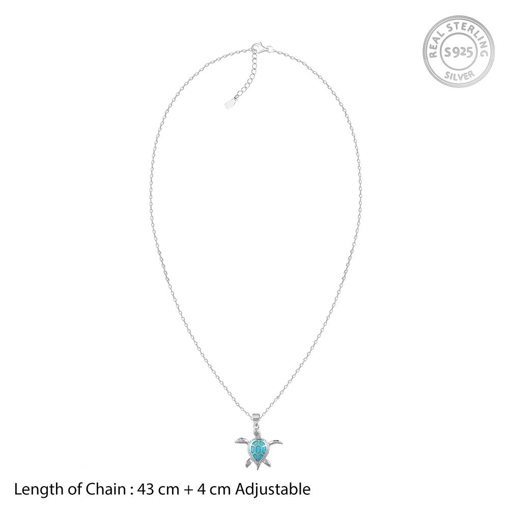 925 Silver Cute Turtle Pendant With Link Chain : PD02631