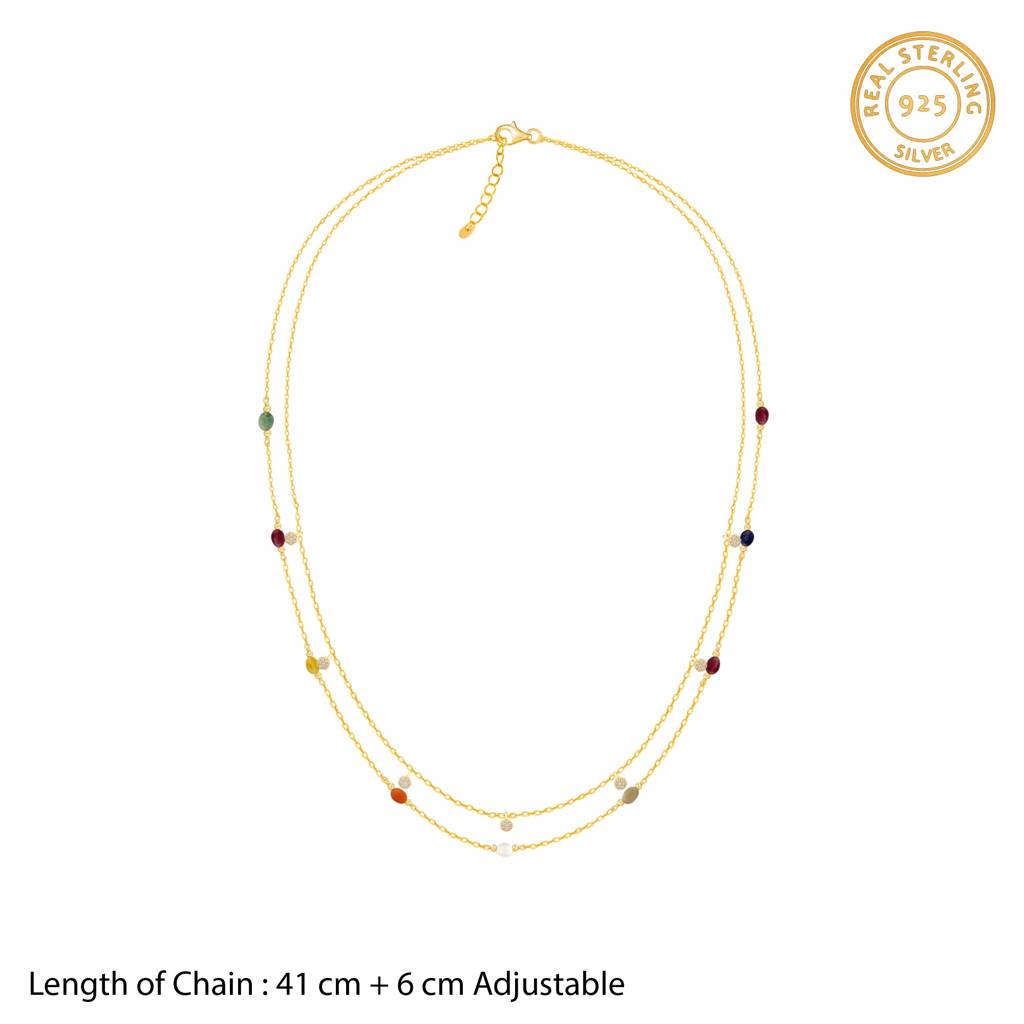 Giva 925 Silver Golden Navratan Necklace| Pendant To Gift Women & Girls | With Certificate : PD02639