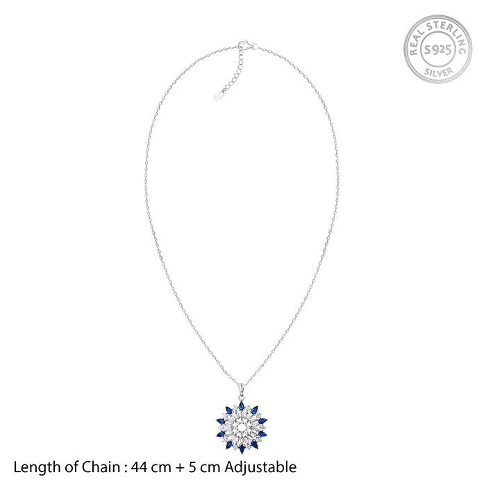 Silver Flourishing Pendant With Link Chain : PD02641
