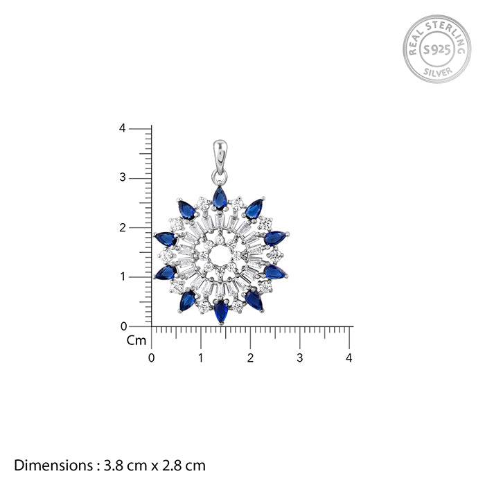 Silver Flourishing Pendant With Link Chain : PD02641