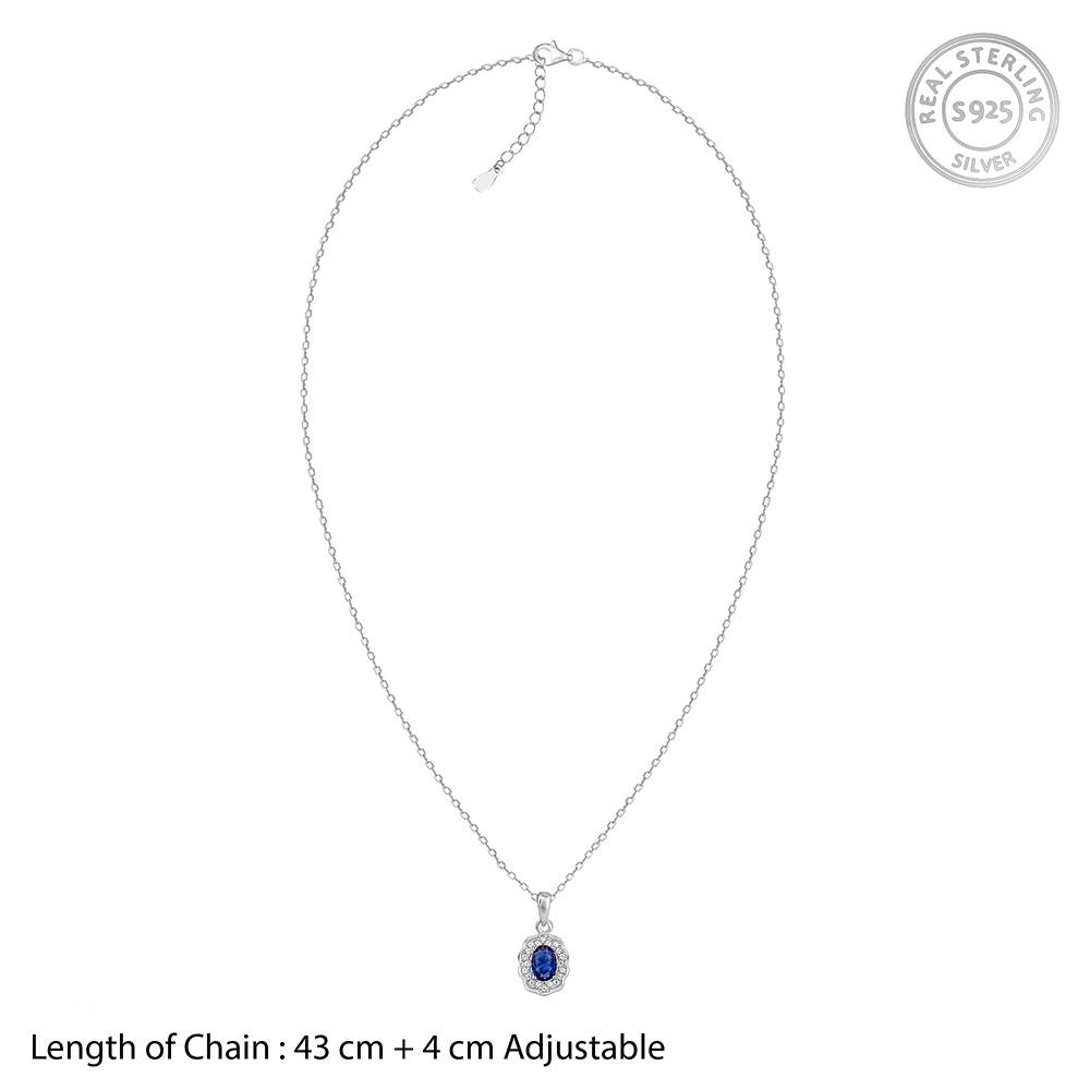 Silver Royal Halo Pendant With Link Chain : PD02642