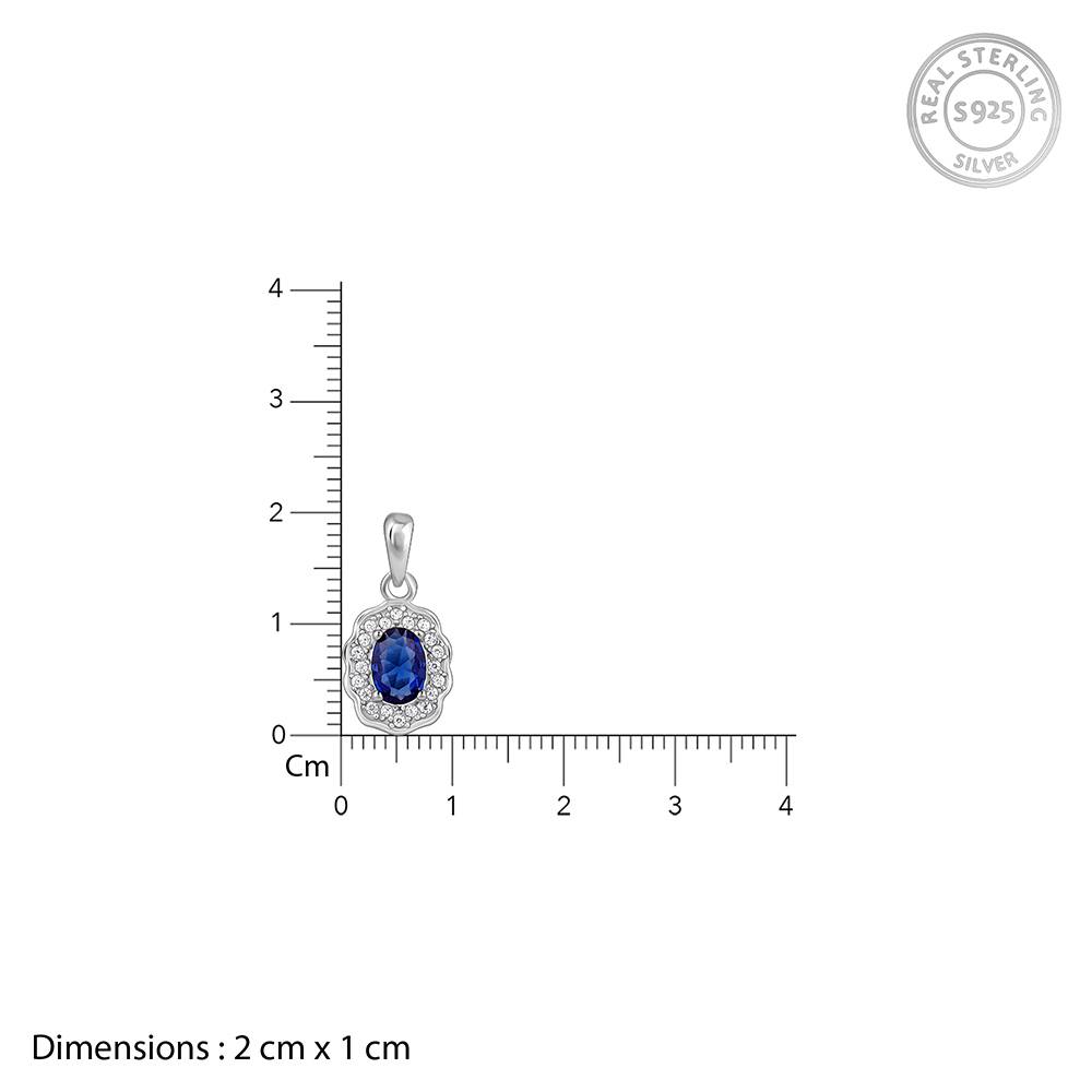 Silver Royal Halo Pendant With Link Chain : PD02642