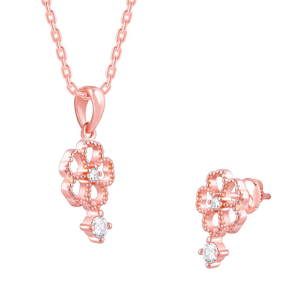 Giva 925 Silver Rose Gold Floral Desire Set| Gifts For Women And Girls | With Certificate Of Authenticity And : PD02644ER02813