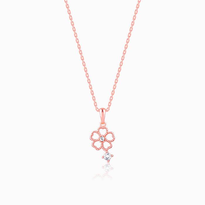 Rose Gold Floral Desire Pendant With Link Chain : PD02644