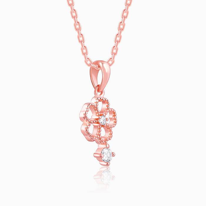 Rose Gold Floral Desire Pendant With Link Chain : PD02644
