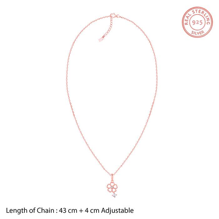 Rose Gold Floral Desire Pendant With Link Chain : PD02644