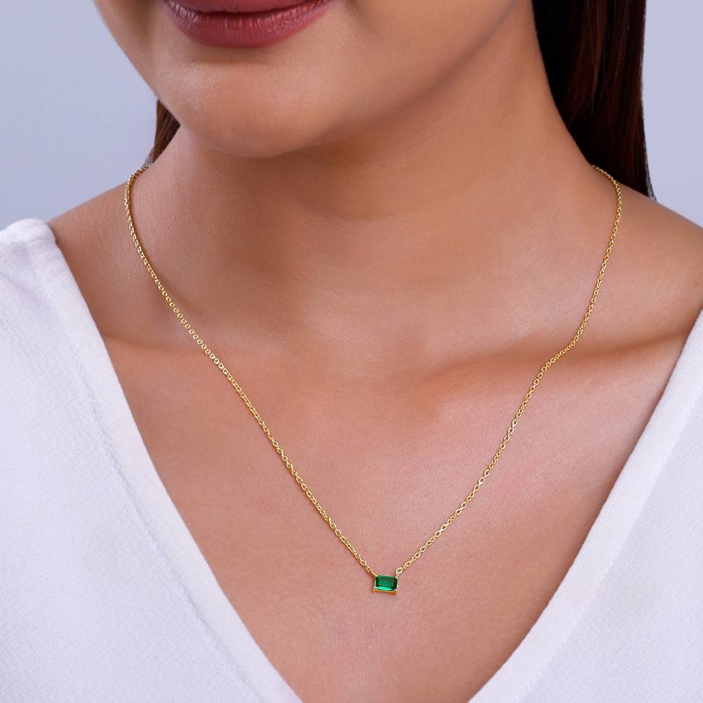 925 Silver Golden Baguette Glow Necklace| Pendant To Gift Women & Girls : PD02649