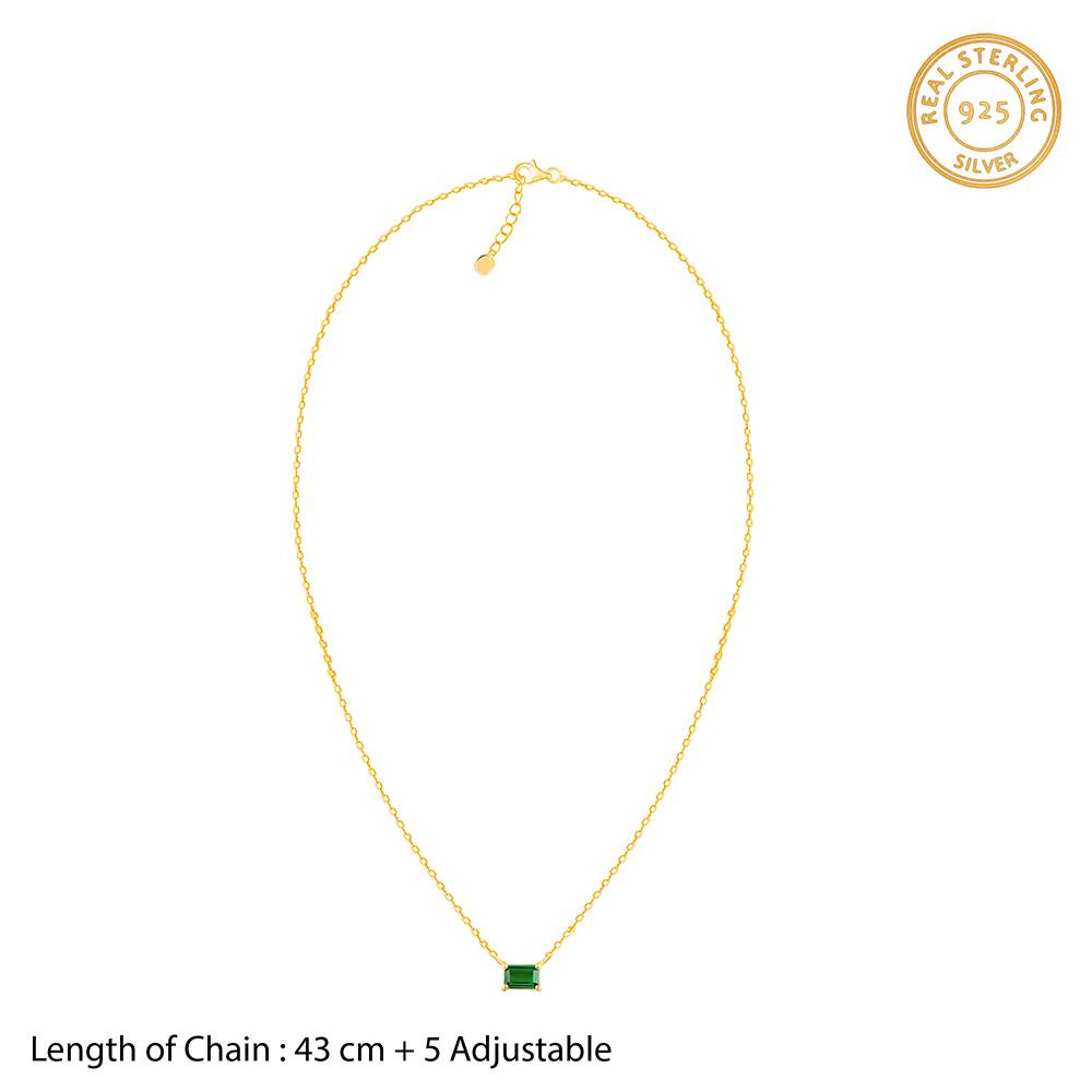 925 Silver Golden Baguette Glow Necklace| Pendant To Gift Women & Girls : PD02649