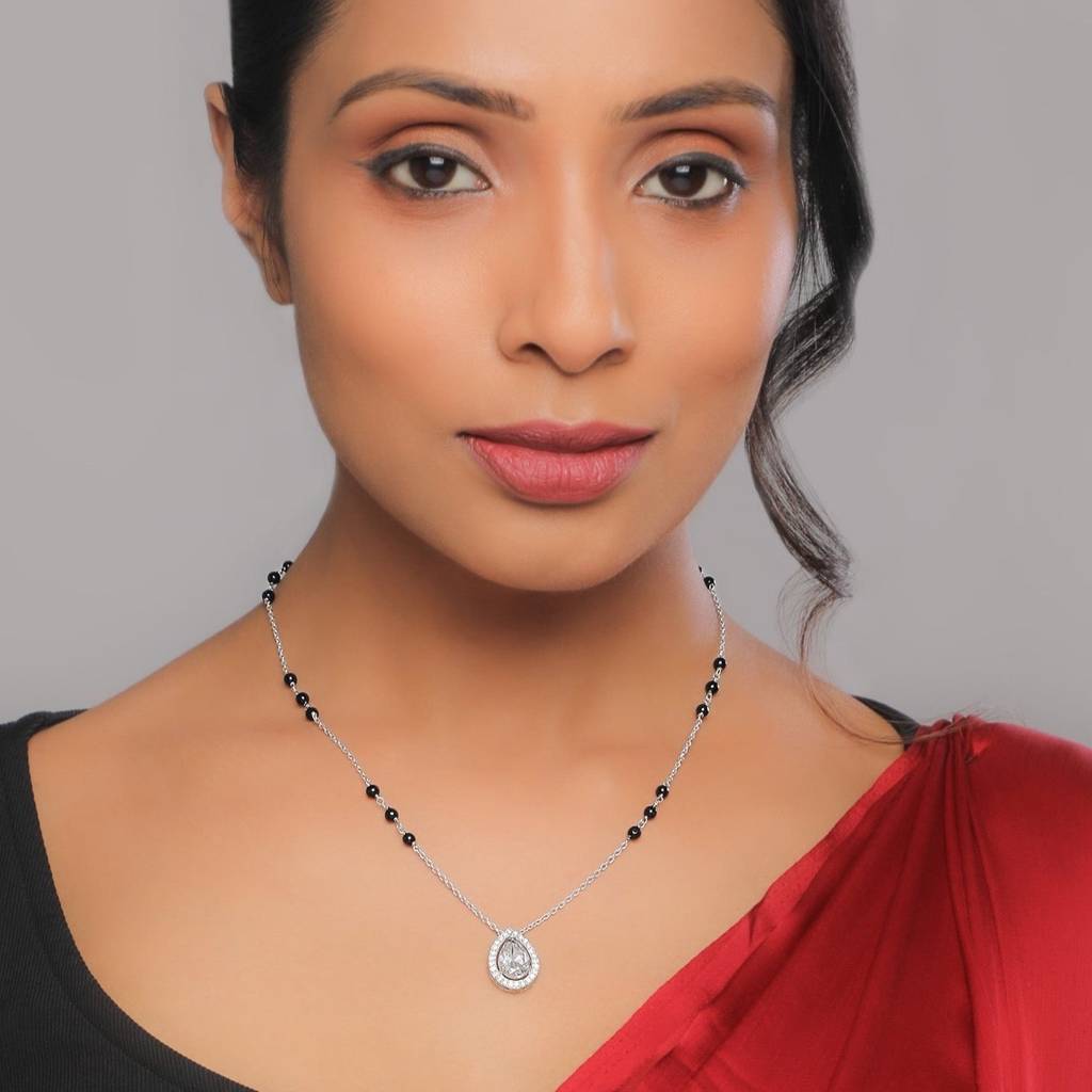 Silver Tear Drop Mangalsutra Necklace : PD0264