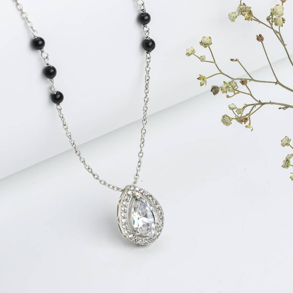 Silver Tear Drop Mangalsutra Necklace : PD0264
