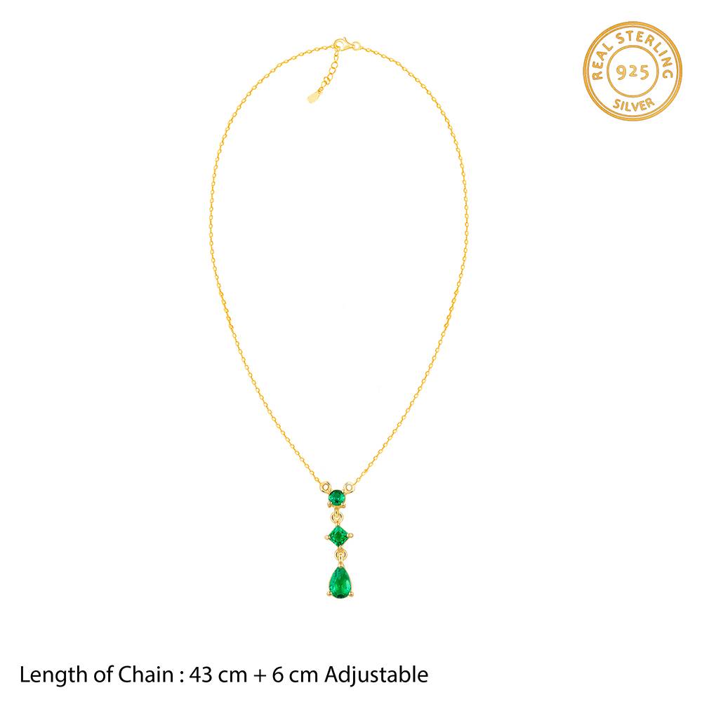 925 Silver Golden Aurora Drop Necklace| Pendant To Gift Women & Girls : PD02650