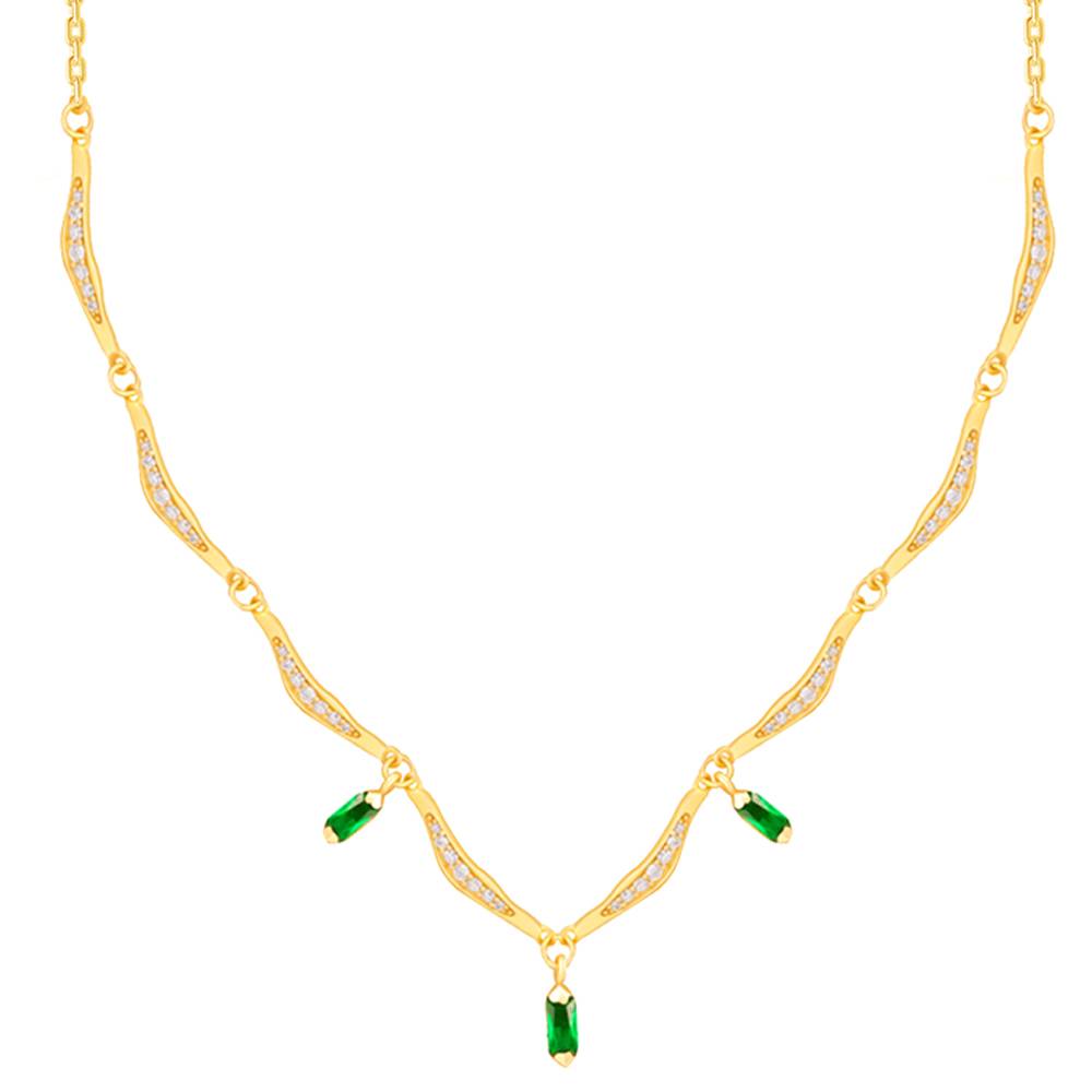 925 Silver Golden Emerald Tranquility Necklace| Pendant To Gift Women & Girls : PD02652