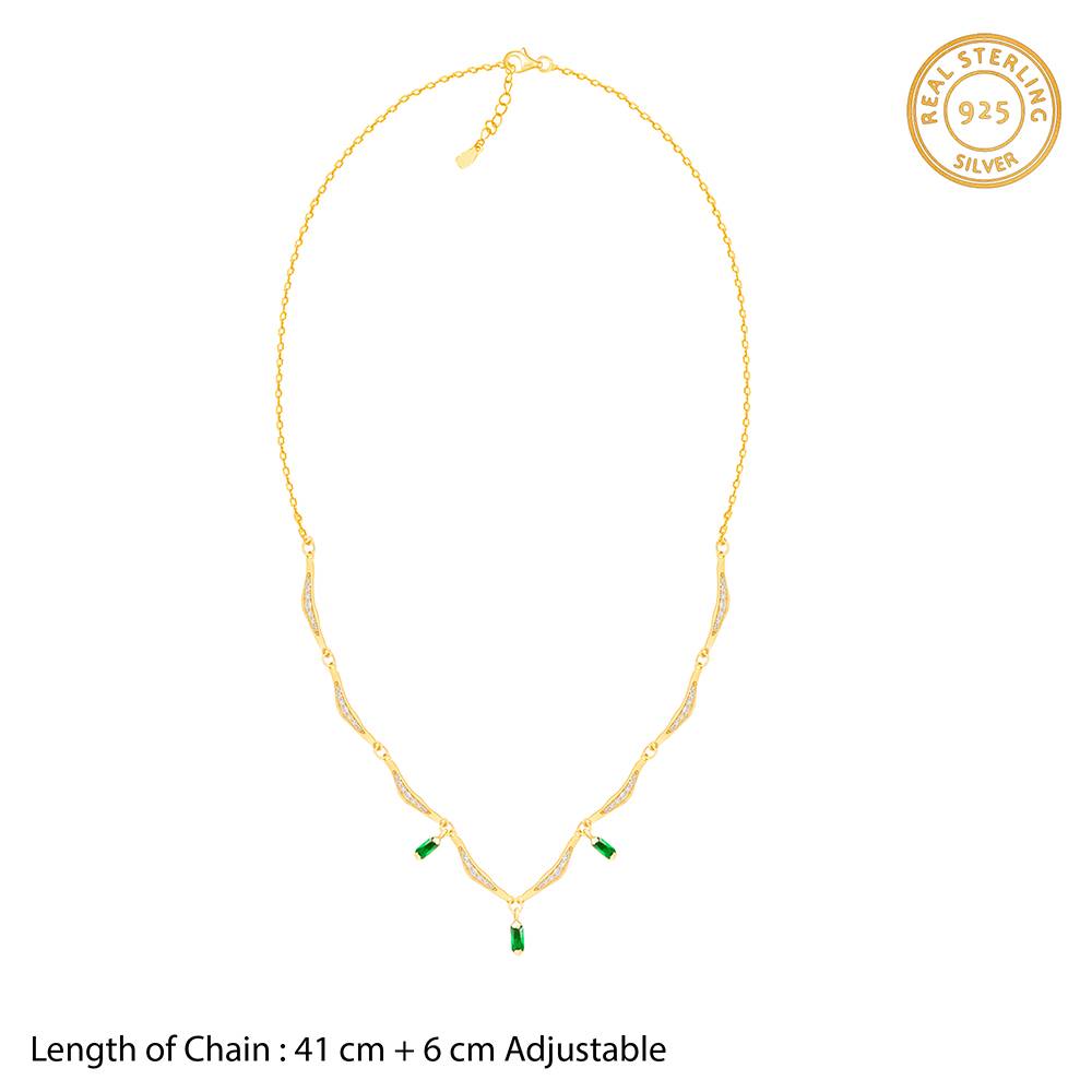 925 Silver Golden Emerald Tranquility Necklace| Pendant To Gift Women & Girls : PD02652