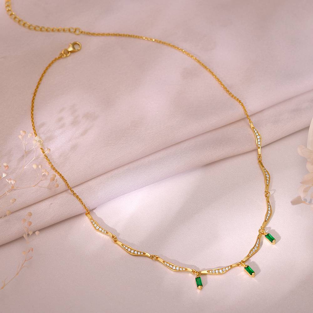 925 Silver Golden Emerald Tranquility Necklace| Pendant To Gift Women & Girls : PD02652