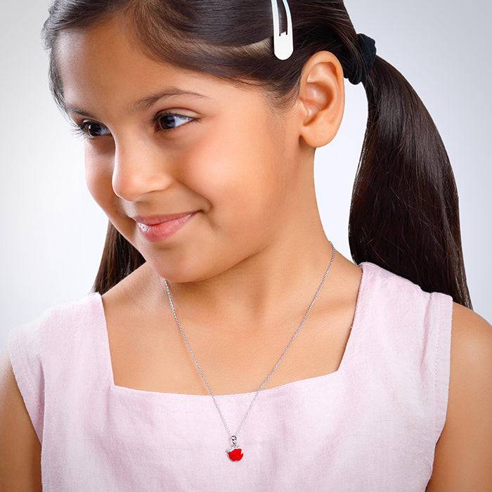 Giva 925 Silver Apple Kid'S Pendant With Link Chain| Necklace To Gift Women & Girls | With Certificate Of Authentici : PD02660