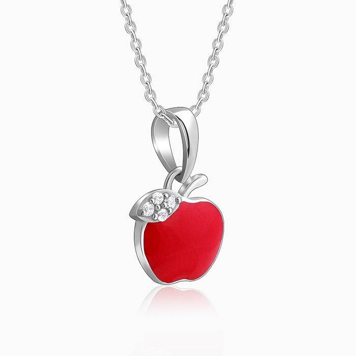 Giva 925 Silver Apple Kid'S Pendant With Link Chain| Necklace To Gift Women & Girls | With Certificate Of Authentici : PD02660