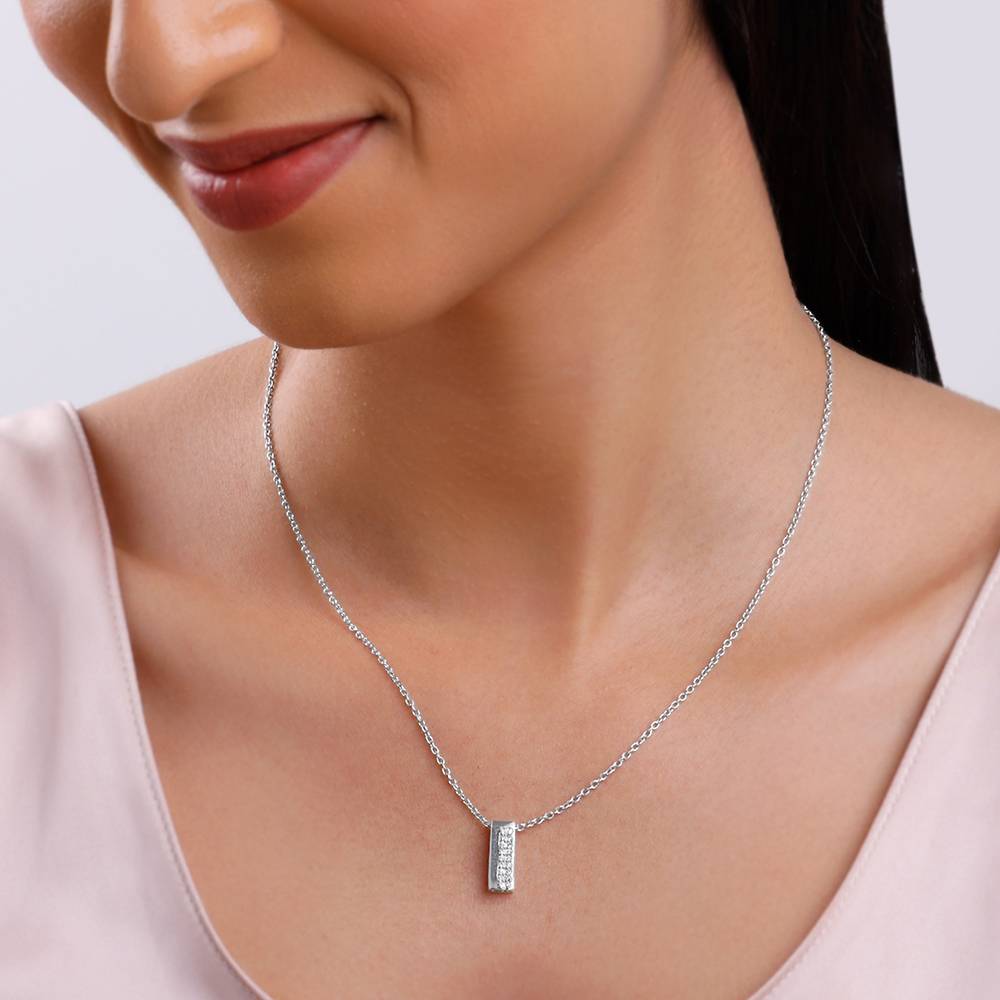 925 Silver Stellar Bar Pendant With Link Chain : PD02661