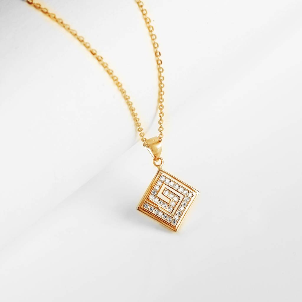 Giva 925 Silver Golden Maze Pendant With Link Chain : PD0267