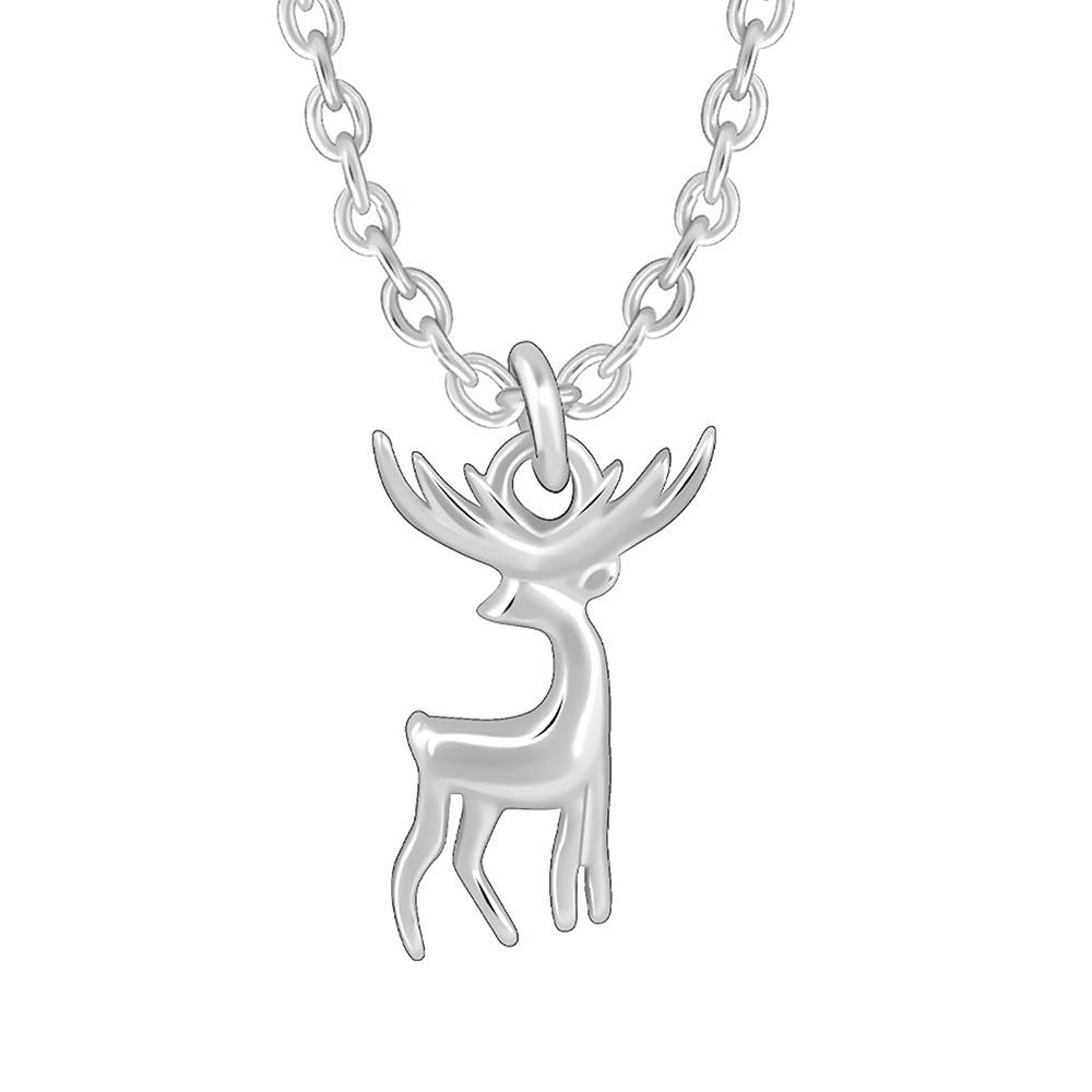 Slver Twilight Deer Pendant With Link Chain : PD02688