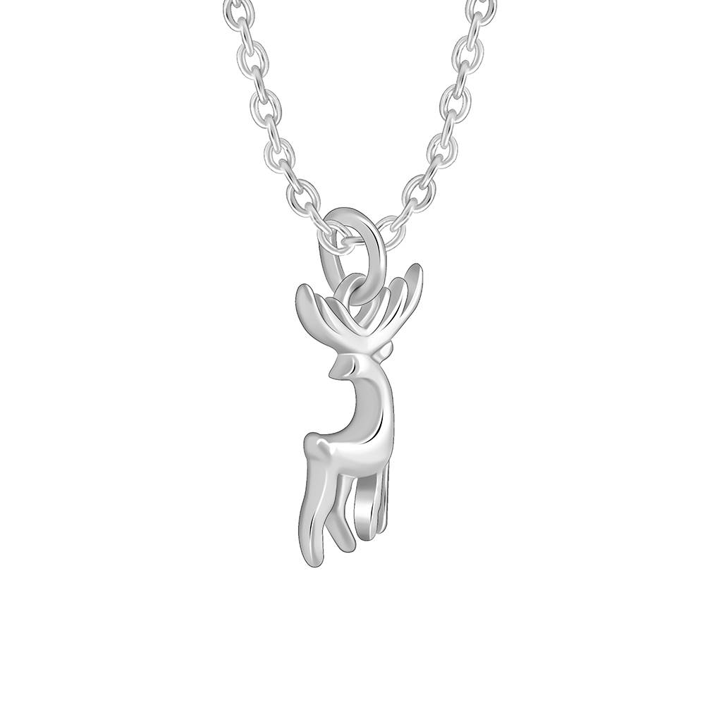 Slver Twilight Deer Pendant With Link Chain : PD02688