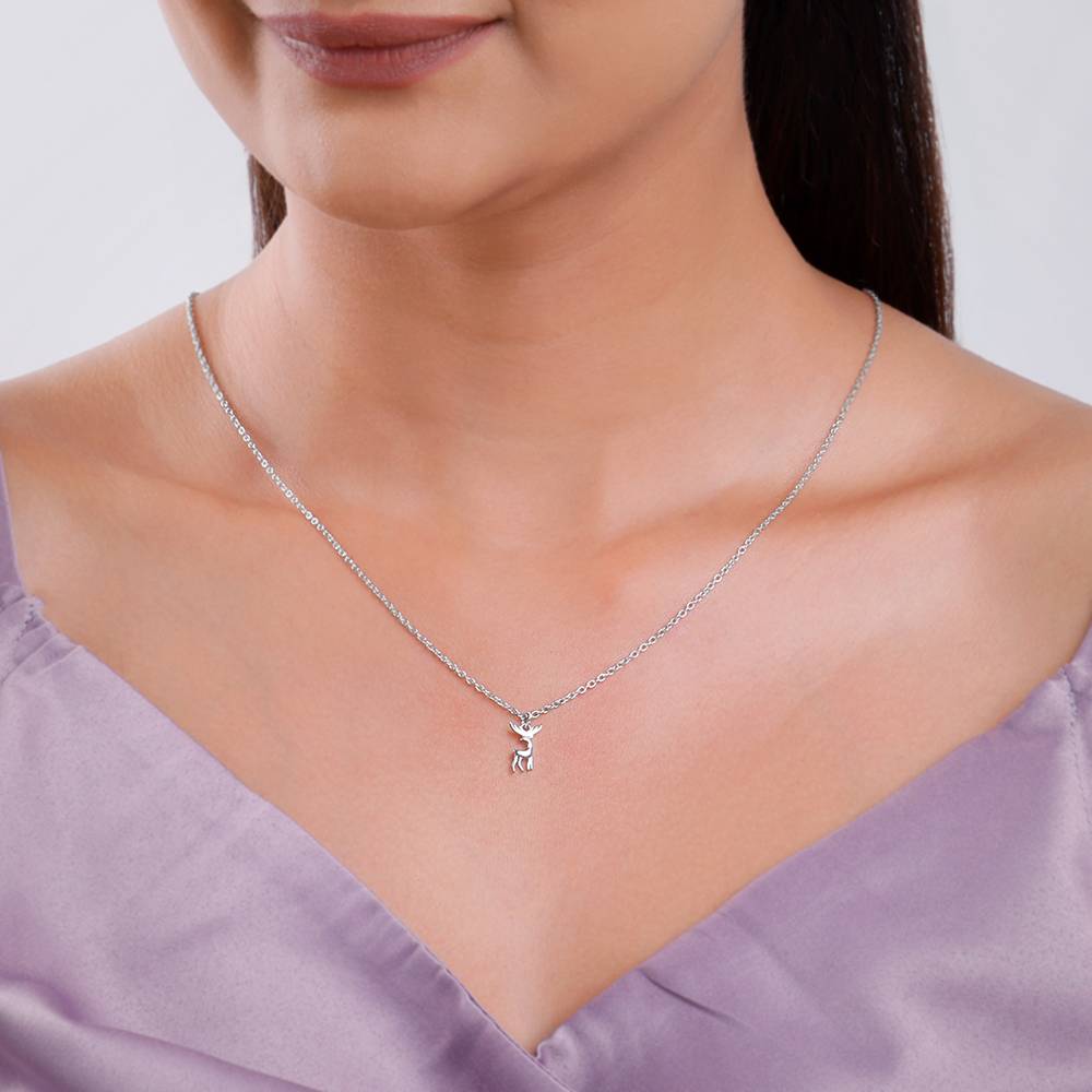 Slver Twilight Deer Pendant With Link Chain : PD02688