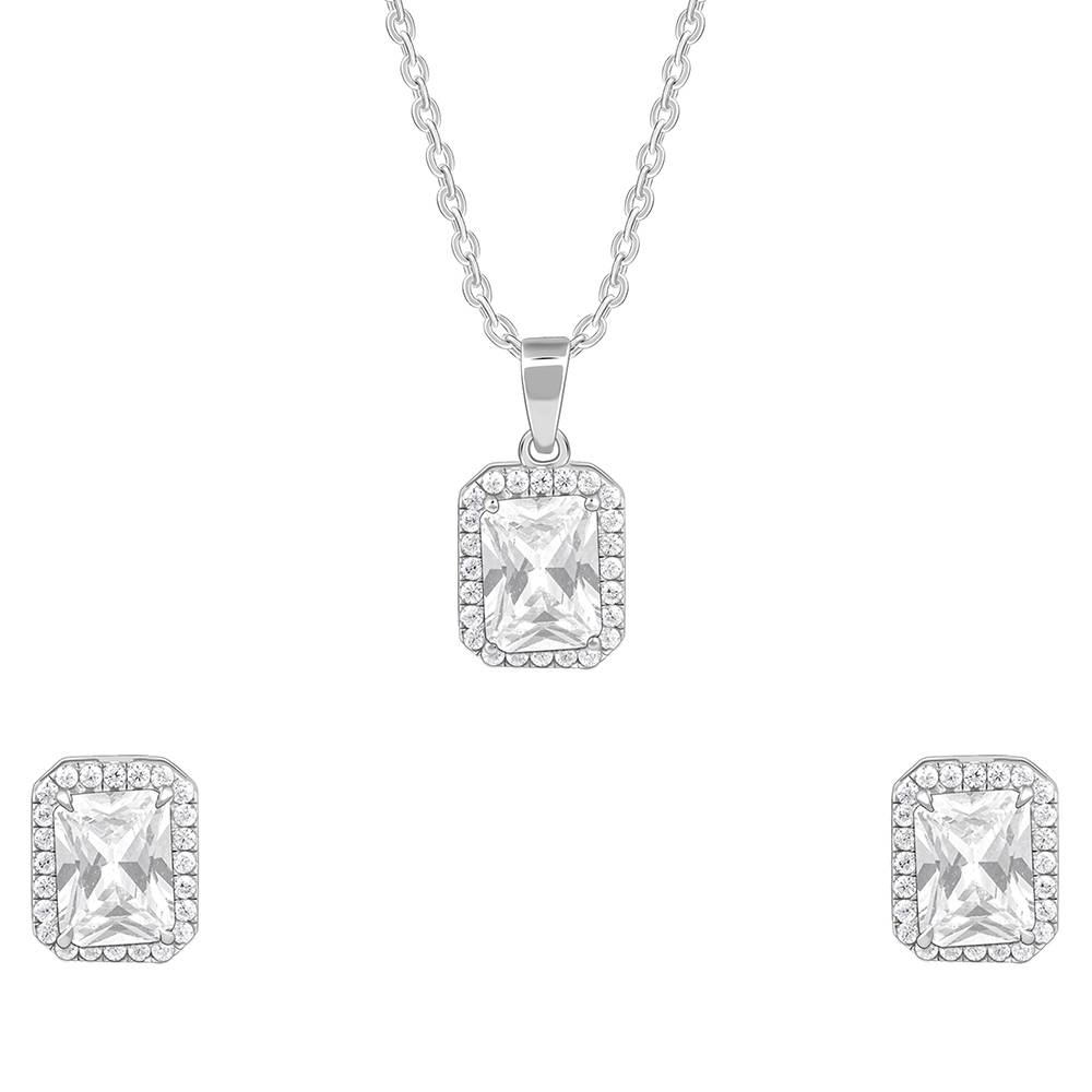 925 Silver Radiant Square Set : PD02692ER02971