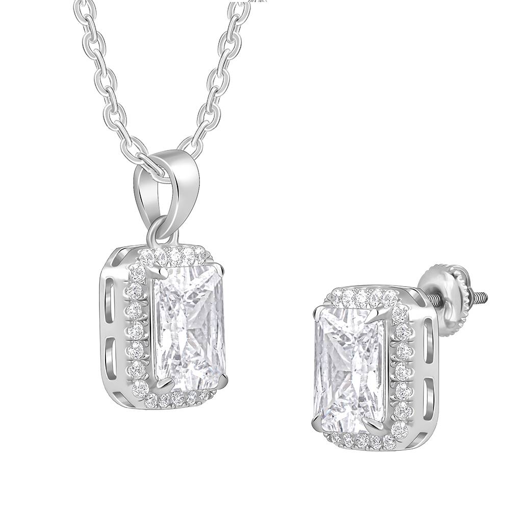 925 Silver Radiant Square Set : PD02692ER02971
