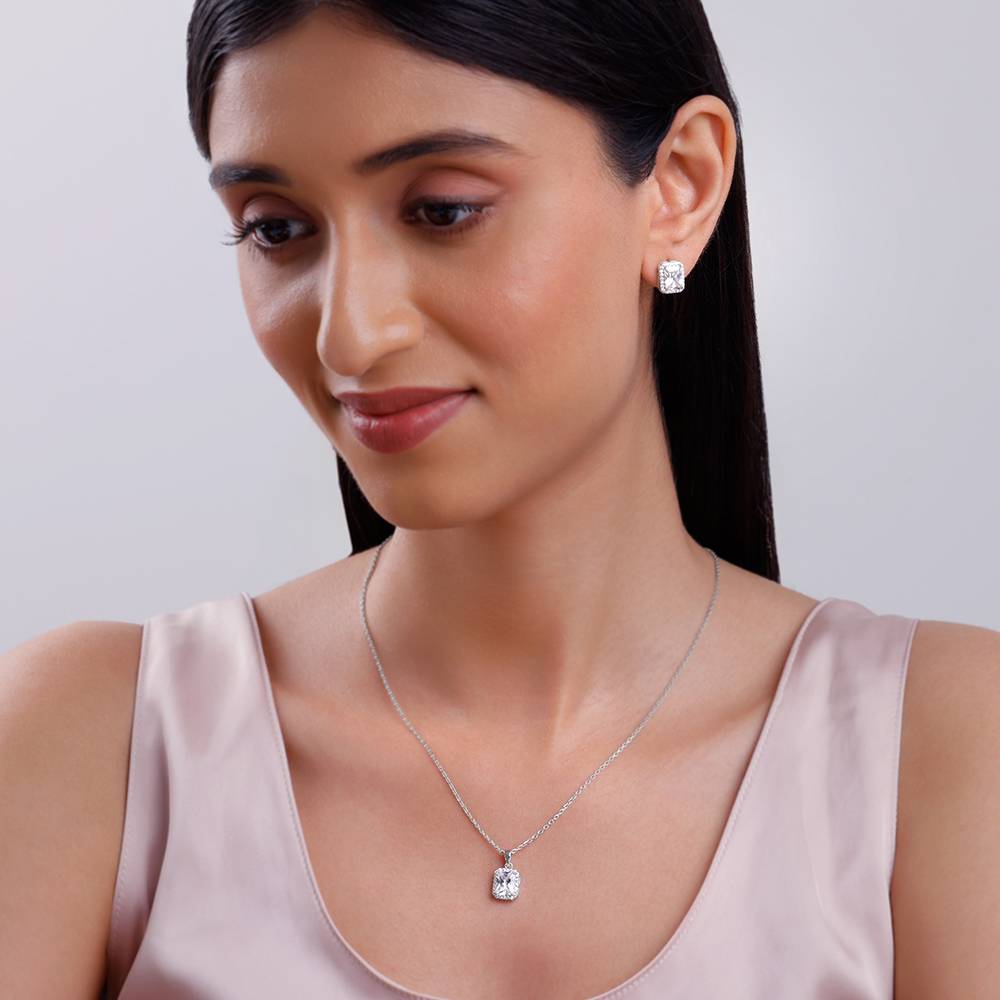 925 Silver Radiant Square Set : PD02692ER02971