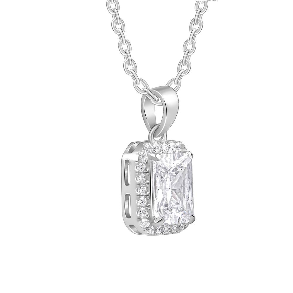 925 Silver Radiant Square Pendant With Link Chain : PD02692
