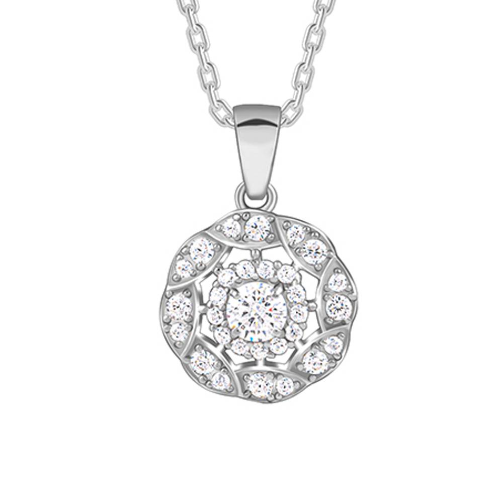 925 Silver Dahlia Bloom Pendant With Link Chain : PD02695