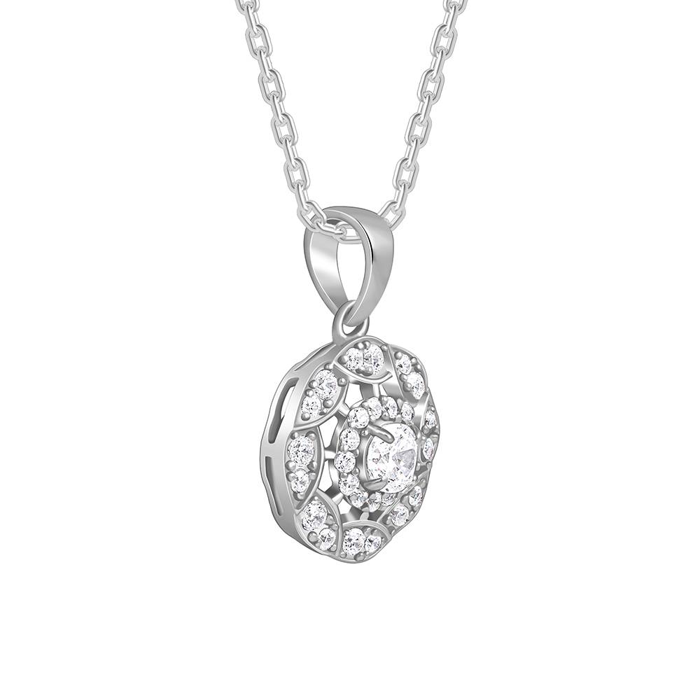 925 Silver Dahlia Bloom Pendant With Link Chain : PD02695