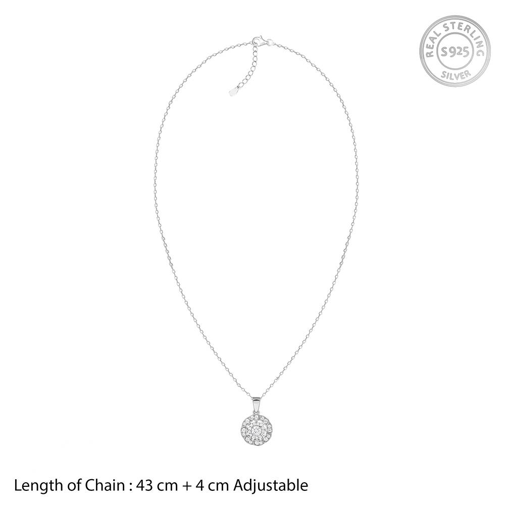 925 Silver Dahlia Bloom Pendant With Link Chain : PD02695