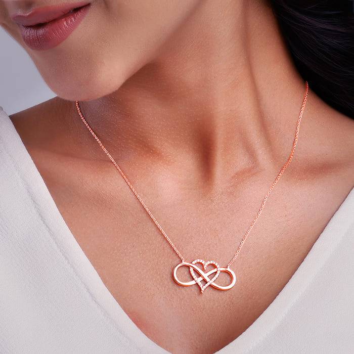 Rosegold Infinity Heart Necklace : PD0269