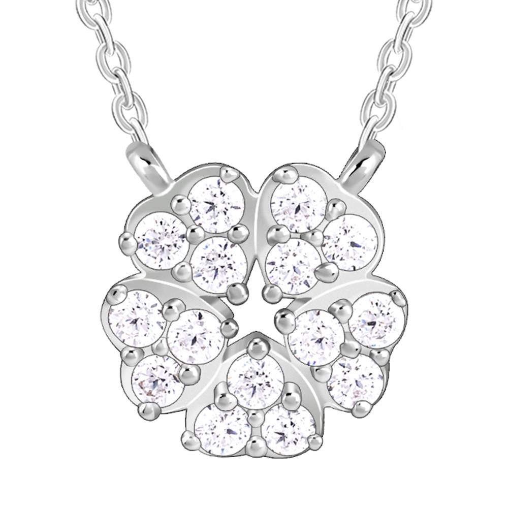 Silver Floral Star Pendant With Link Chain : PD02702