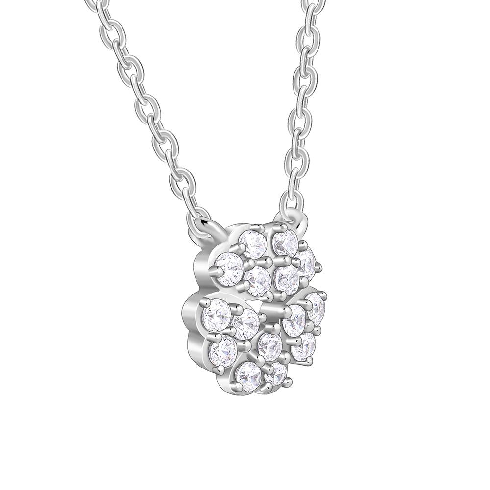Silver Floral Star Pendant With Link Chain : PD02702