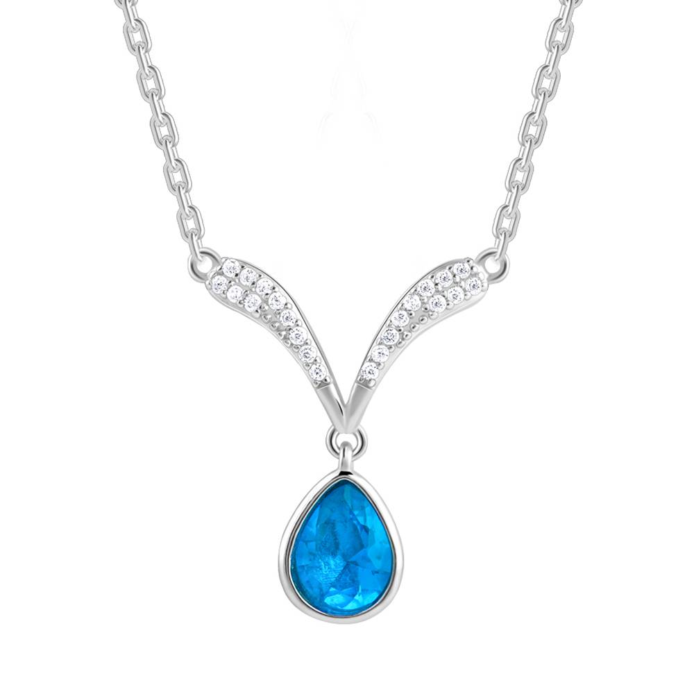 Silver Aqua Blue Necklace : PD02704