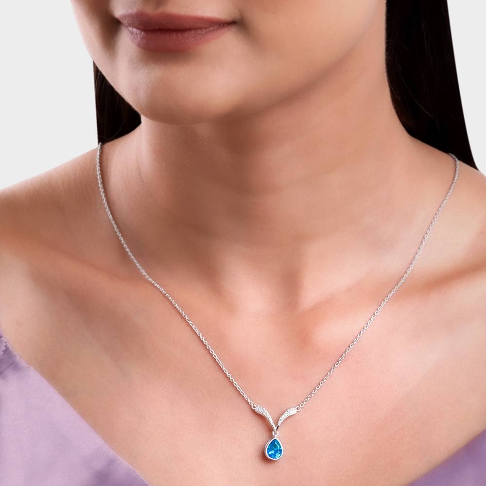 Silver Aqua Blue Necklace : PD02704
