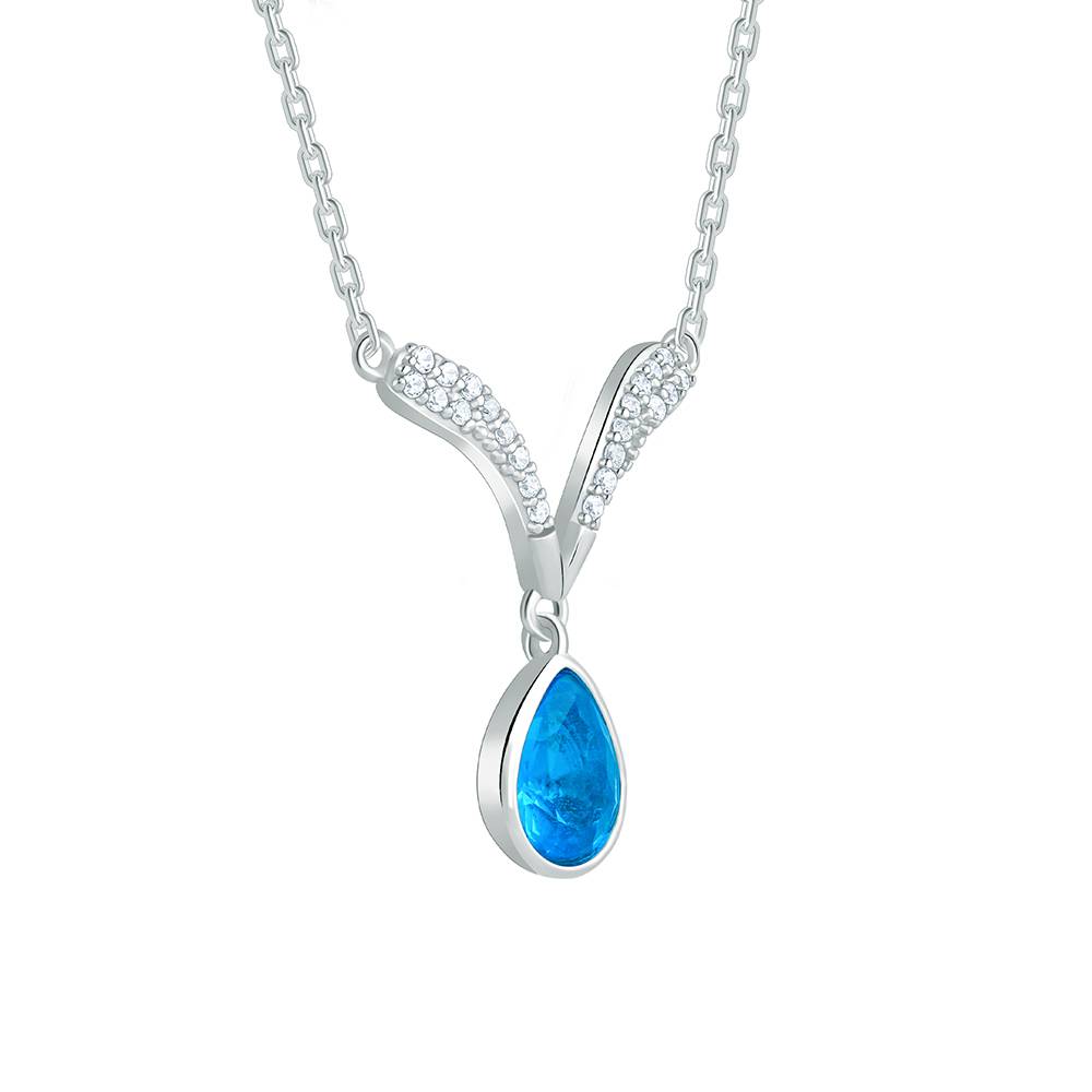 Silver Aqua Blue Necklace : PD02704