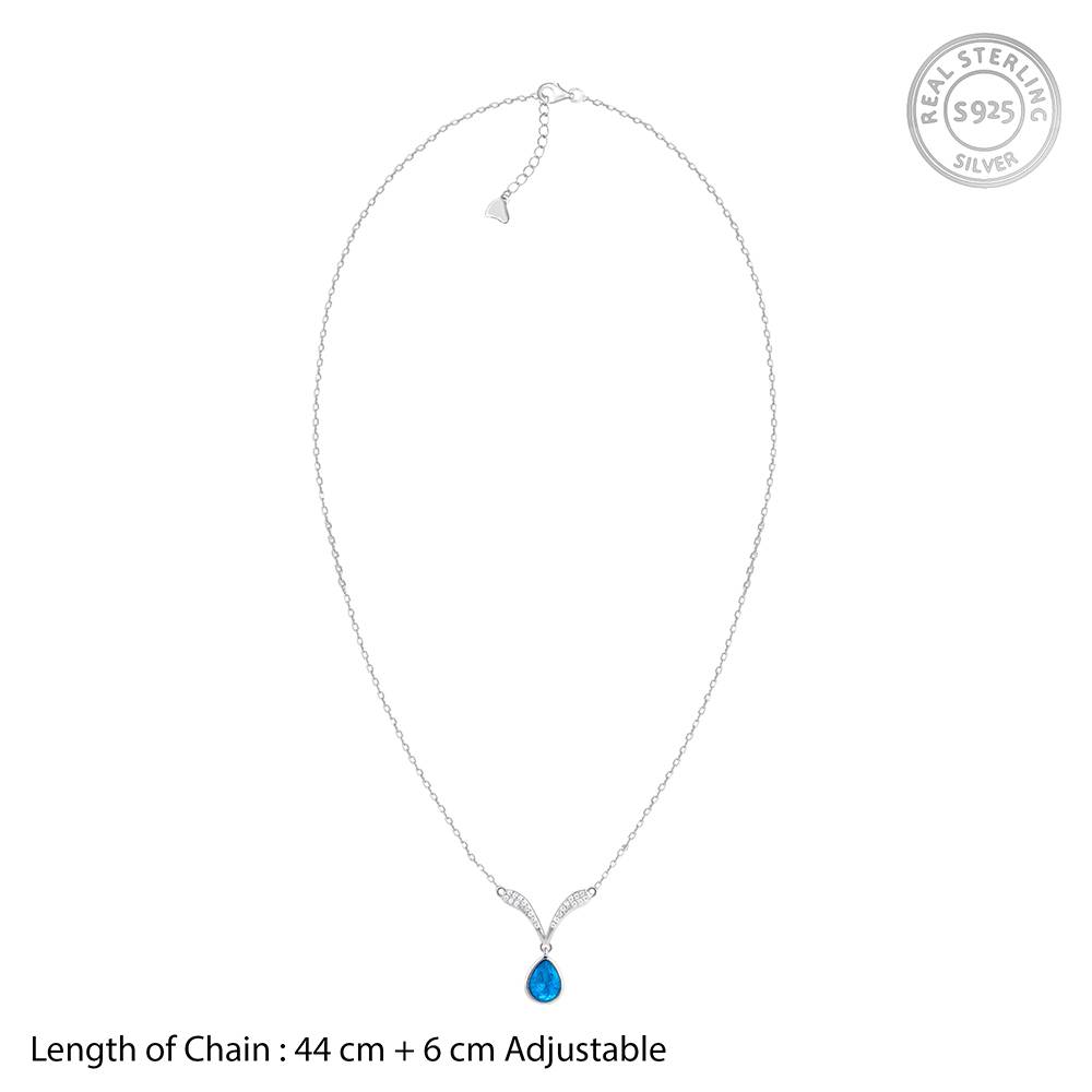 Silver Aqua Blue Necklace : PD02704